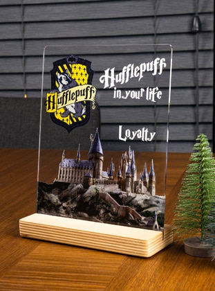 Harry Potter Hufflepuff Gift, Hogwarts, Hogwarts Hufflepuff Buildings Logo Gift, Birthday Gift Decorative Table Top Frame