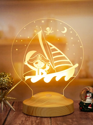 Pirate Bedside Lamp, Nursery Room Night Light, Pirate Themed Birthday Party Gift, Room Decor for Boys, LED Lamp