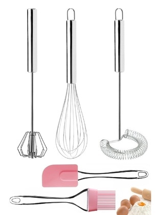 Stainless Steel Whisk Set Basque Kitchen Mixer Mixer Metal Handle Spring Loaded Egg Whisk