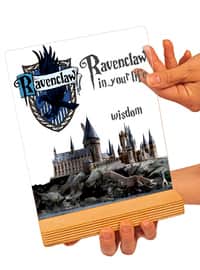 Harry Potter Ravenclaw Gift, Hogwarts, Hogwarts Ravenclaw Buildings Logo Gift, Birthday Gift, Table decoration with wooden stand