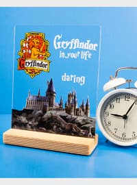 Hogwarts Gryffindor, Harry Potter Gryffindor Gift, Hogwarts, Hogwarts Gryffindor Buildings Logo Gift, Birthday Gift, Table decoration with wooden stand