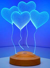 3D Flying Hearts Led Lamp, illusion Light, Heart Figure Night Light, Gift for Mom, Couples Gift