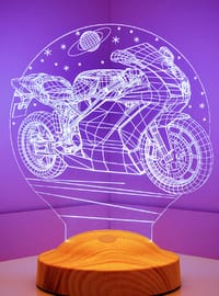 Racing Motorcycle Gifts For Men, Valentine`s Day Gift, Nightlight, Engraved Gift For Him, 3D Magic Lamp, Led Lights for Ofis