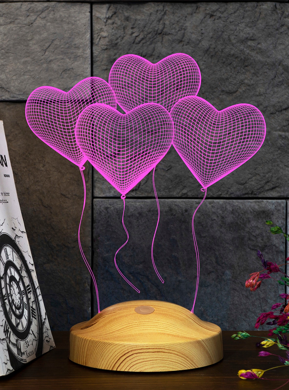 3D Flying Hearts Led Lamp, illusion Light, Heart Figure Night Light, Gift for Mom, Couples Gift