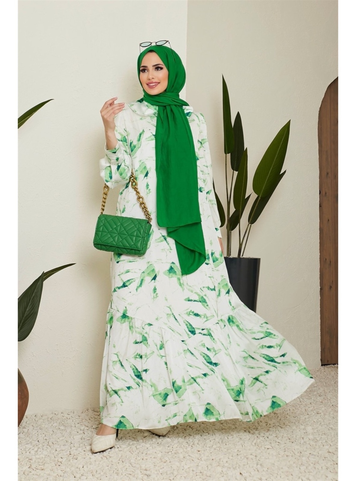  Green Modest Dress