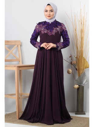 MISSVALLE Purple Modest Evening Dress