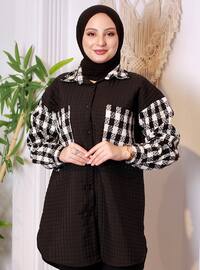 Double Pocket Quilted Garnished Tunic Black