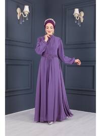  Lilac Modest Evening Dress