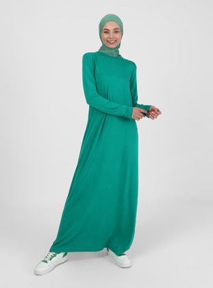 Viscose Fabric Basic Modest Dress Forest Green