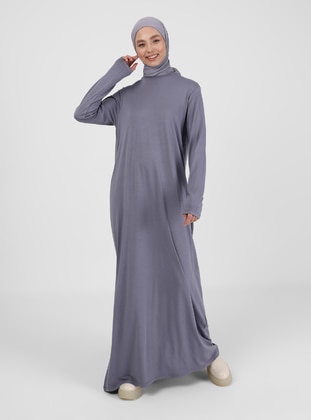 Lilac - Crew neck - Modest Dress - Refka