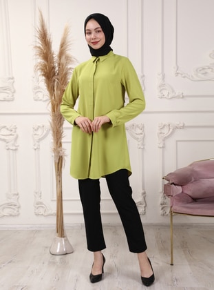 Hazim Moda Olive Green Blouses