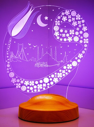  Vav And Istanbul Gift, Crescent and Star Crescent Led Lamp, Religious Gift