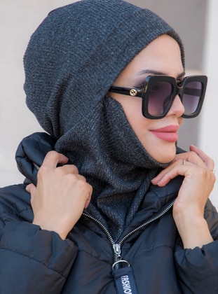 Masked Beanie Anthracite Instant Scarf