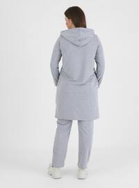 Relief Campaign Product - Plus Size Natural Fabric Sports Tunic & Pants Co-Ord Gray Melange