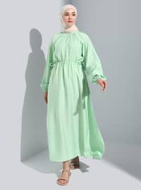 Sea Green - Crew neck - Unlined - Modest Dress