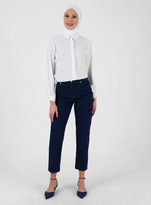 Off White - Point Collar - Blouses - Refka