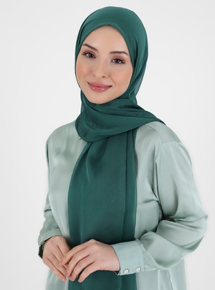 Emerald - Plain - Cotton - Chiffon - Shawl - Aymina by Dilek Akhisarlı