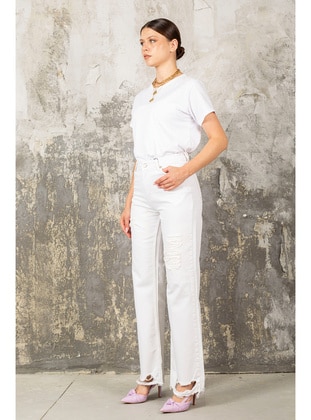 Melike Tatar White Denim Trousers