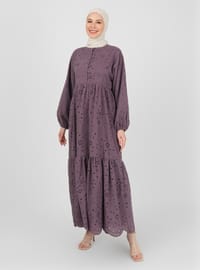Vintage Purple - Crew neck - Fully Lined - Modest Dress