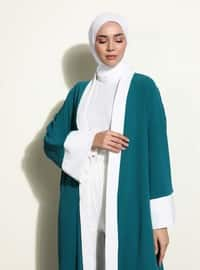 Off White - Petrol - Unlined - Abaya