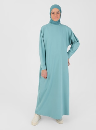 Nile Green - Crew neck - Unlined - Modest Dress - Refka