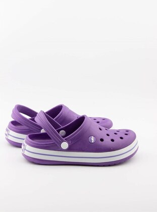 Purple - Flat Slippers - Slippers - Liman Ayakkabı
