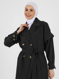 Navy Blue - Unlined - Shawl Collar - Trench Coat