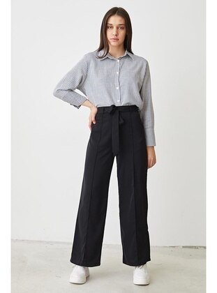 Black - Plus Size Pants - Moda Ebva