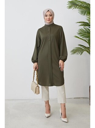 Hijab Tunic With Elastic Sleeves 3081 Khaki