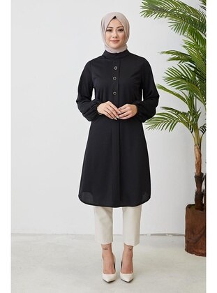 Hijab Tunic With Elastic Sleeves 3081 Black