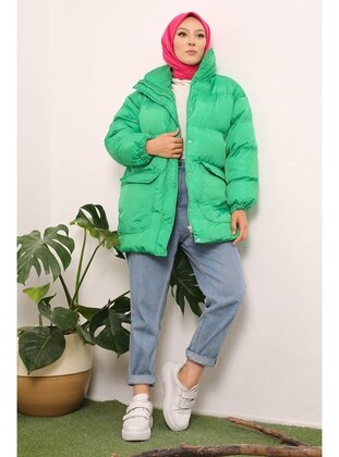 İmaj Butik Green Puffer Jackets