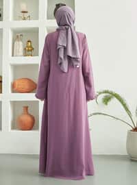 Frill Detailed Hijab Abaya Lila