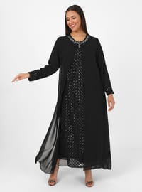 Black - Fully Lined - Fully Lined - Crew neck - Crew neck - Modest Plus Size Evening Dress