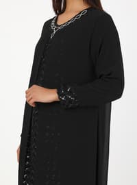 Black - Fully Lined - Fully Lined - Crew neck - Crew neck - Modest Plus Size Evening Dress