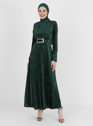 Emerald - Unlined - Crew neck - Modest Evening Dress - MEKSİLA