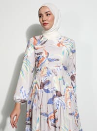 Light Stone - Ethnic - Polo neck - Fully Lined - Modest Dress