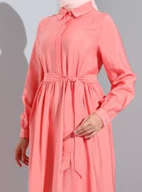 Coral - Point Collar - Unlined - Modest Dress
