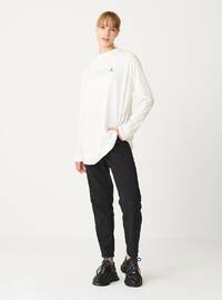 Embroidery Detailed Long Sleeve T-Shirt White