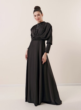 By Saygı Black Modest Evening Dress
