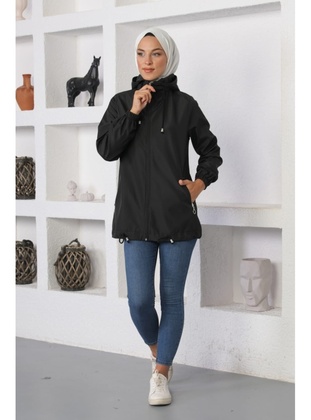 Cevlin Tunnel Belt Zippered Hijab Raincoat Black