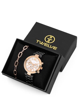 Custom Women's Watch And Bracelet Set Copper Color Black