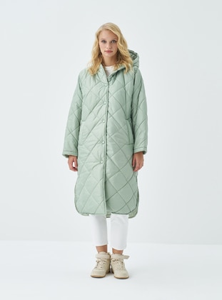 Hooded Oversized Women's Coat Green