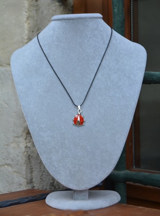 Enameled Lady Luck Necklace Red