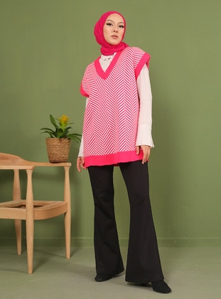 Unlined - Multi - Fuchsia - Knit Sweater - Vav