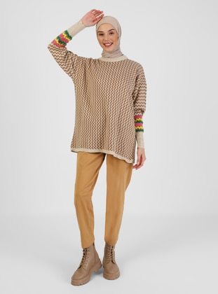 Zigzag Patterned Sweater Tunic Mink Stone