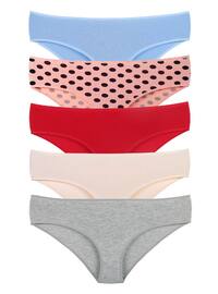 Women Slip Basic Mixed Color Panties 5 Pack Multicolor