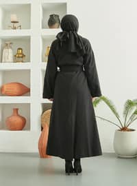 Belt Detailed Overcoat Black Coat