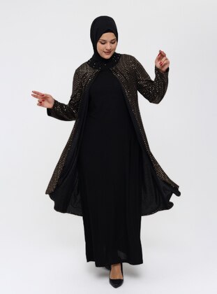 Asee`s Black Modest Plus Size Evening Dress