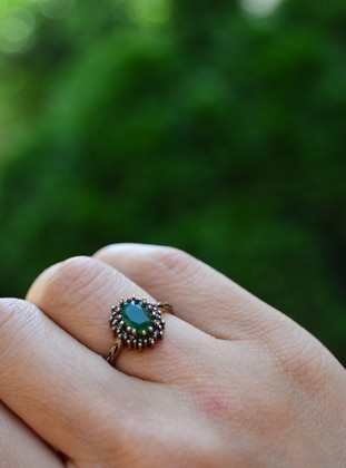 Emerald Bronze Ring - Green