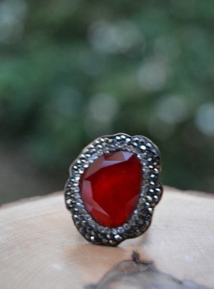 Handmade Crystal Ring Red